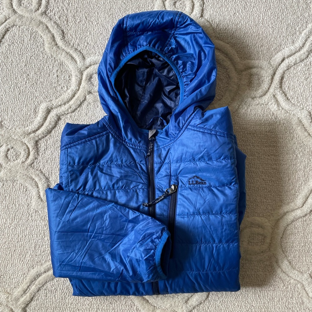 LL BEAN Boys XL/18 Primaloft Packaway Hooded Jacket